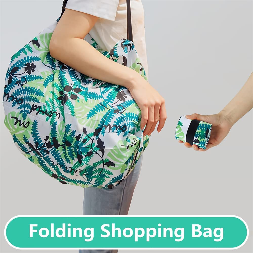 TERRIFI 2-Pcs Reusable Recycling Grocery Bags with Handles, Foldable Washable Shopping Bags, Waterproof Large Capacity Shopping Tote Bag
