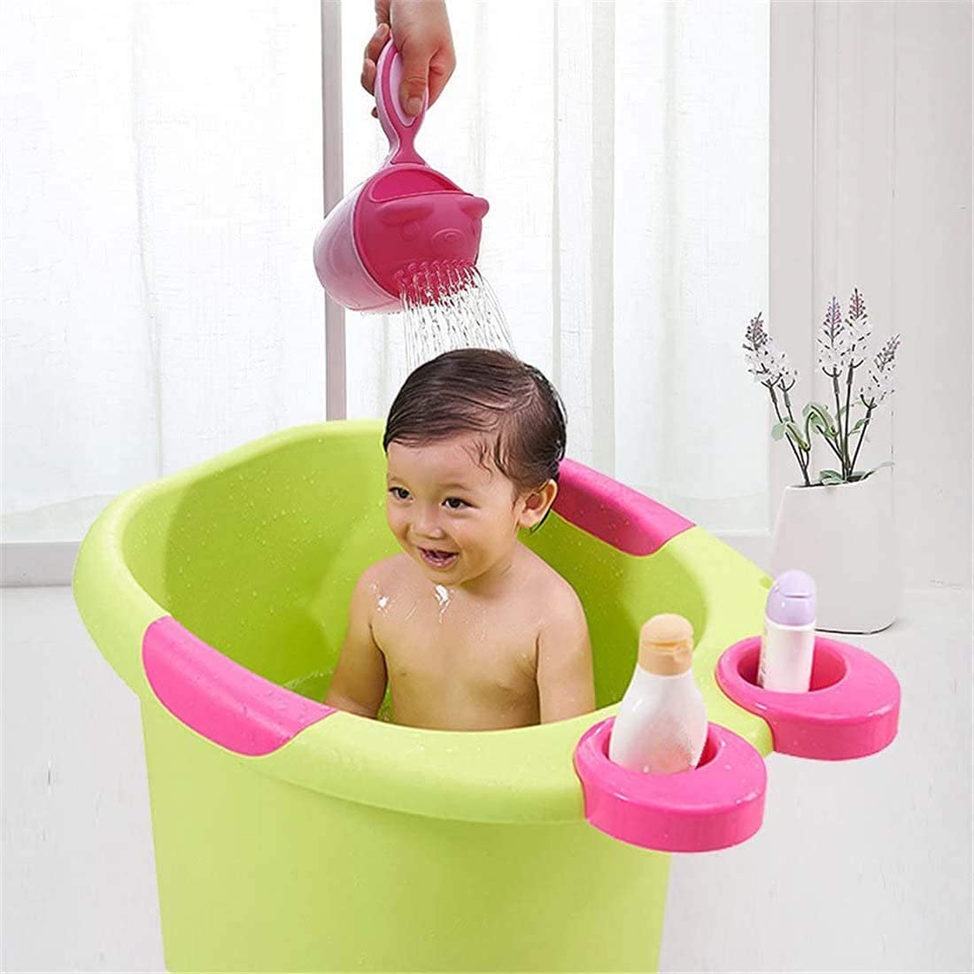 TERRIFI Cartoon Bear Baby Dipper Bath Rinse Cup, Shampoo Rinser, Shower Sprinkler Spoon for Baby Tub, Wash Cups with Handle