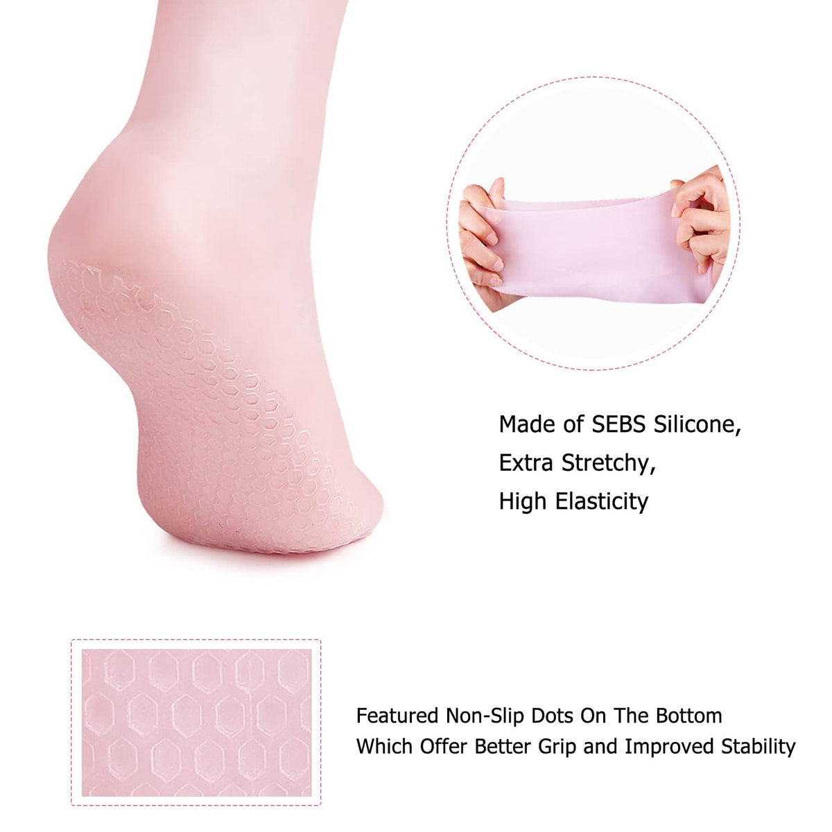 KASTWAVE Moisturizing Socks, Long Silicone Socks, Aloe Socks, Soft Gel Socks, Women Foot Spa Pedicure Socks for Repairing Cracked Heel, Dry Feet, Softening Calluses, Rough Skin