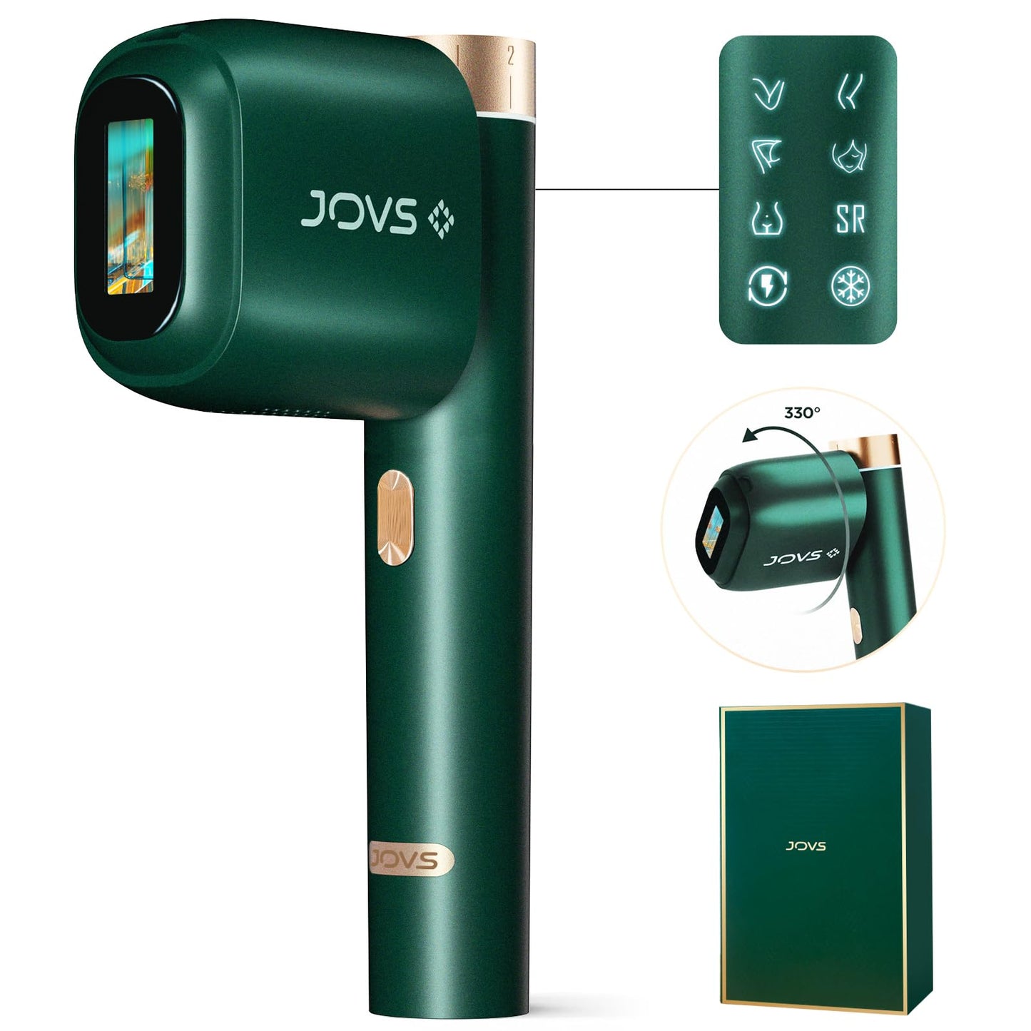 JOVS Laser Hair Removal, [24J Energy] IPL Hair Removal for Women and Men, 37°F Painless Sapphire Ice-Cooling Tech, 6 Modes for Whole Body Hair Removal Device, 2 in 1 Skin Rejuvenation, 330° Rotation - Medaid International