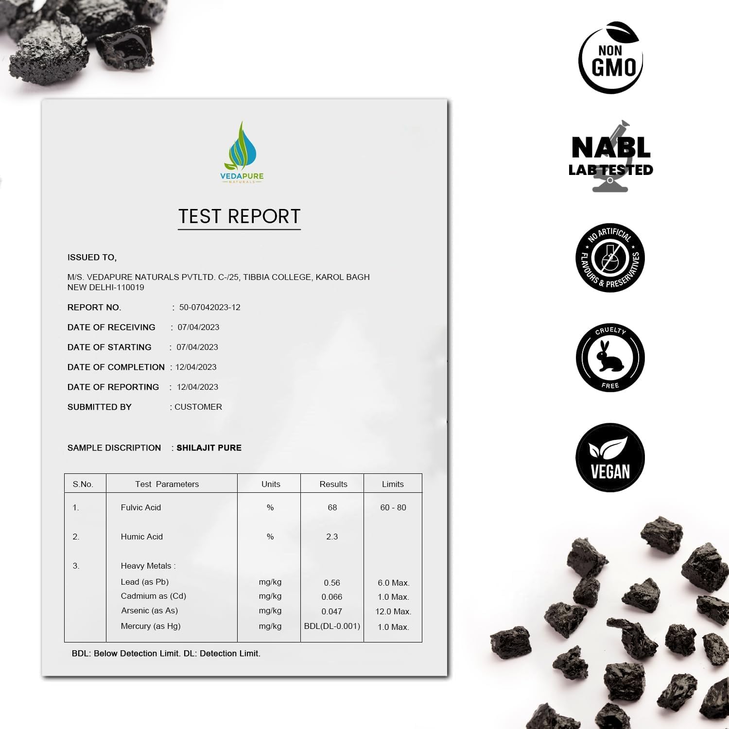 Vedapure Natural Shilajit/Shilajeet with Safed Musli & Ashwagandha Extracts - 1000mg 60 Capsules - Medaid International