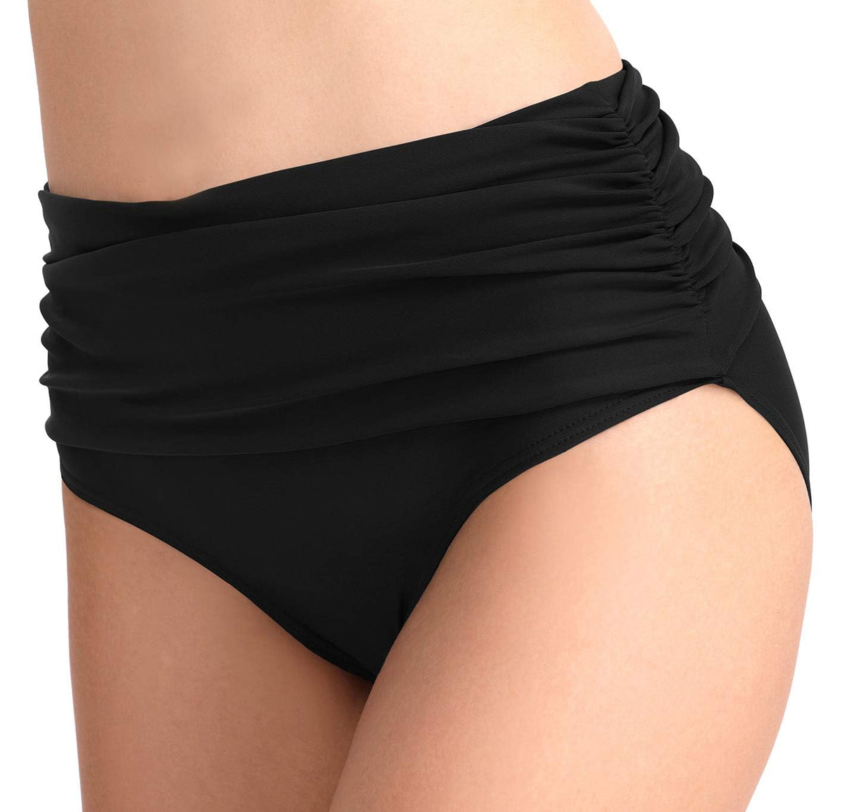 TERRIFI Women High Waisted Bikini Bottoms, Tummy Control Swim Bottoms with Ruched Design, Full Coverage High Rise Swimsuit Bottoms, Flattering and Comfortable Fit, Ideal for Beach and Pool