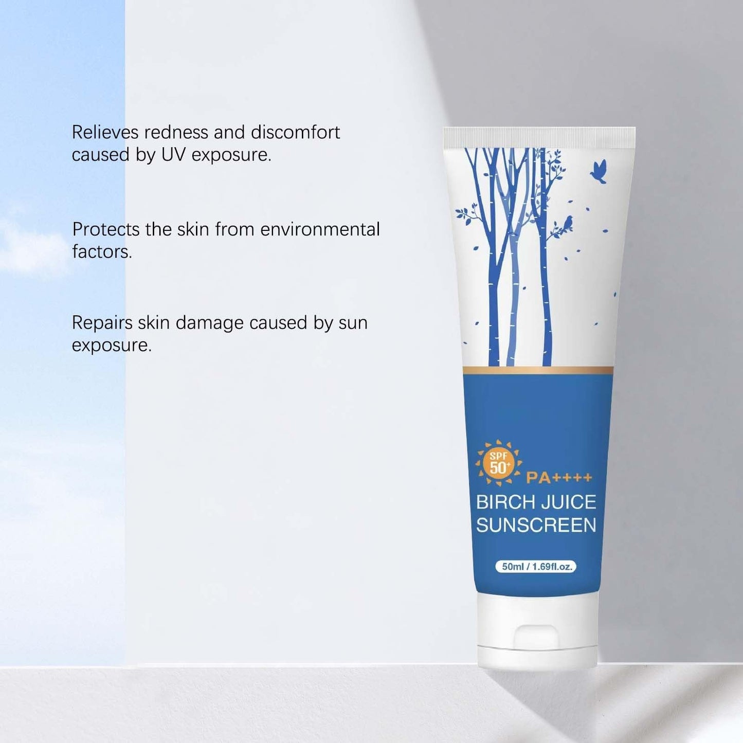 Birch Juice Moisturizing Sunscreen, UV LOCK SPF50 Broad Spectrum, Moist Essence Sunscreen for Face Korean Skincare, No White Cast, 1.69 Fl Oz (2) - Medaid International