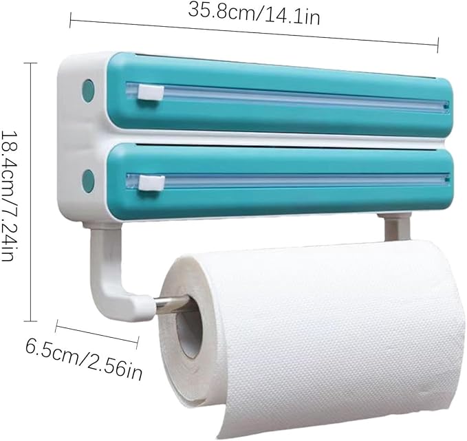Wall-Mounted Cling Film Dispenser – Kitchen Wrap Cutter Organizer