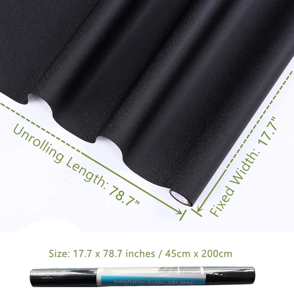 VELIMAX Static Cling Total Blackout Window Film Privacy Room Darkening Window Tint Black Window Cover 100% Light Blocking No Glue (17.7 x 78.7 inches) - Medaid International