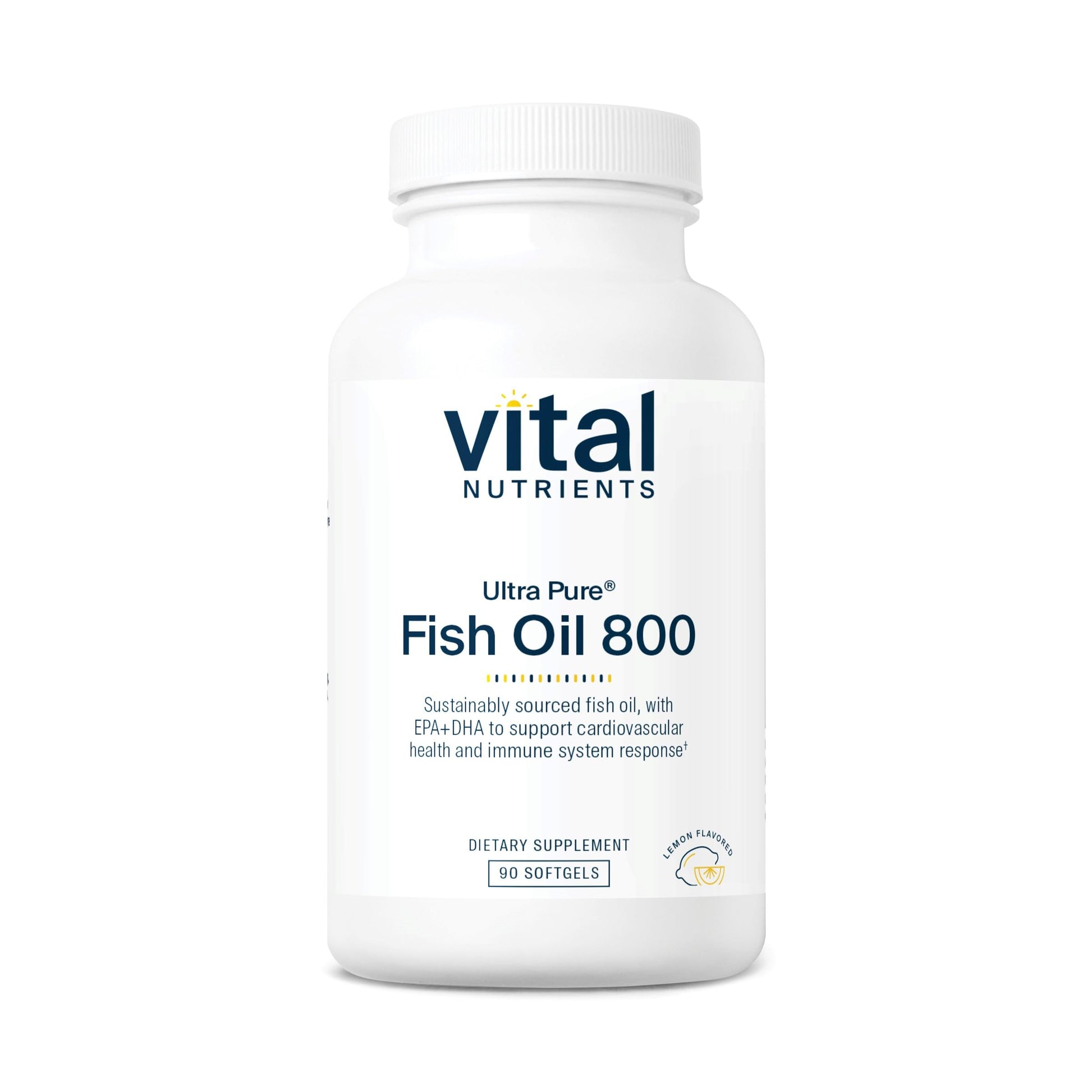 Vital Nutrients Ultra Pure® Fish Oil 800 | Supports Heart, Brain, & Immune Health* | Sustainably Sourced High EPA & DHA Omega-3 Fatty Acid | Lemon Flavor | Gluten, Dairy, Soy Free | 90 Softgels - Medaid International