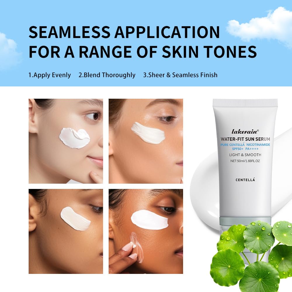 Centella Sunscreen SPF 50 PA++++, Hyalu Cica Water-Fit Sun Serum, Lightweight Sunscreen with Centella Asiatica, Hydrating & Non-Greasy Sun Protection for Sensitive Skin, Reef-Safe & Fast-Absorbing - Medaid International