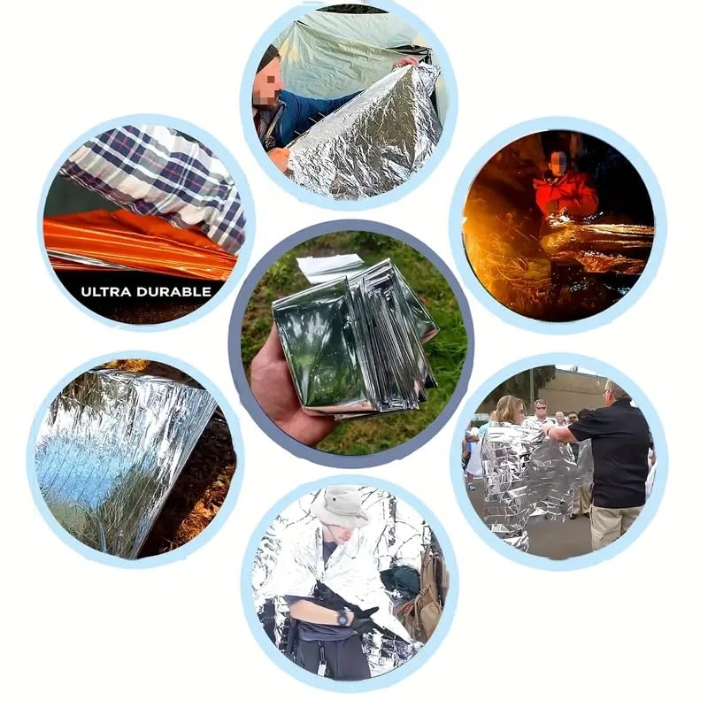 Emergency Mylar Thermal Blankets,Space Blanket Survival kit Camping Blanket, Perfect for Outdoors, Hiking, Survival, Bug Out Bag,Marathons or First Aid