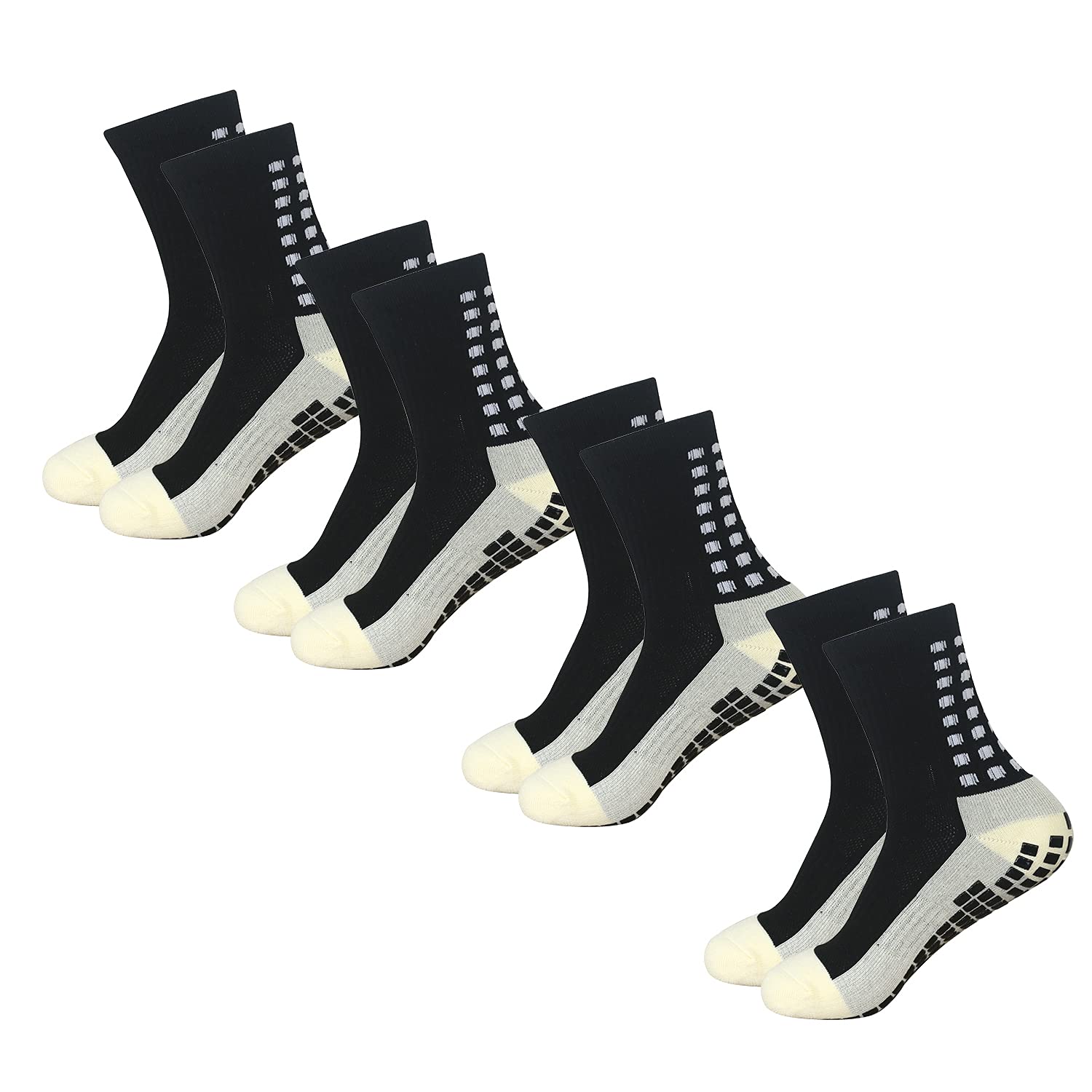 Yufree 4 Pairs Mens Grip Soccer Socks Non Slip Grippy Women Socks for Football Basketball Sports - Medaid International