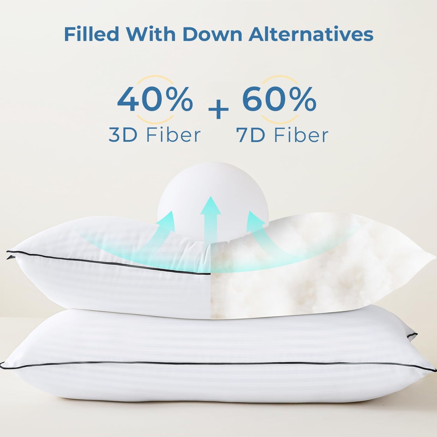 GOHOME Pillows Standard Size Set of 4 - Bed Pillows for Sleeping 4 Pack, Cooling Supportive Hotel Pillows with Premium Soft Down Alternative Fill for Side Stomach and Back Sleepers - Medaid International