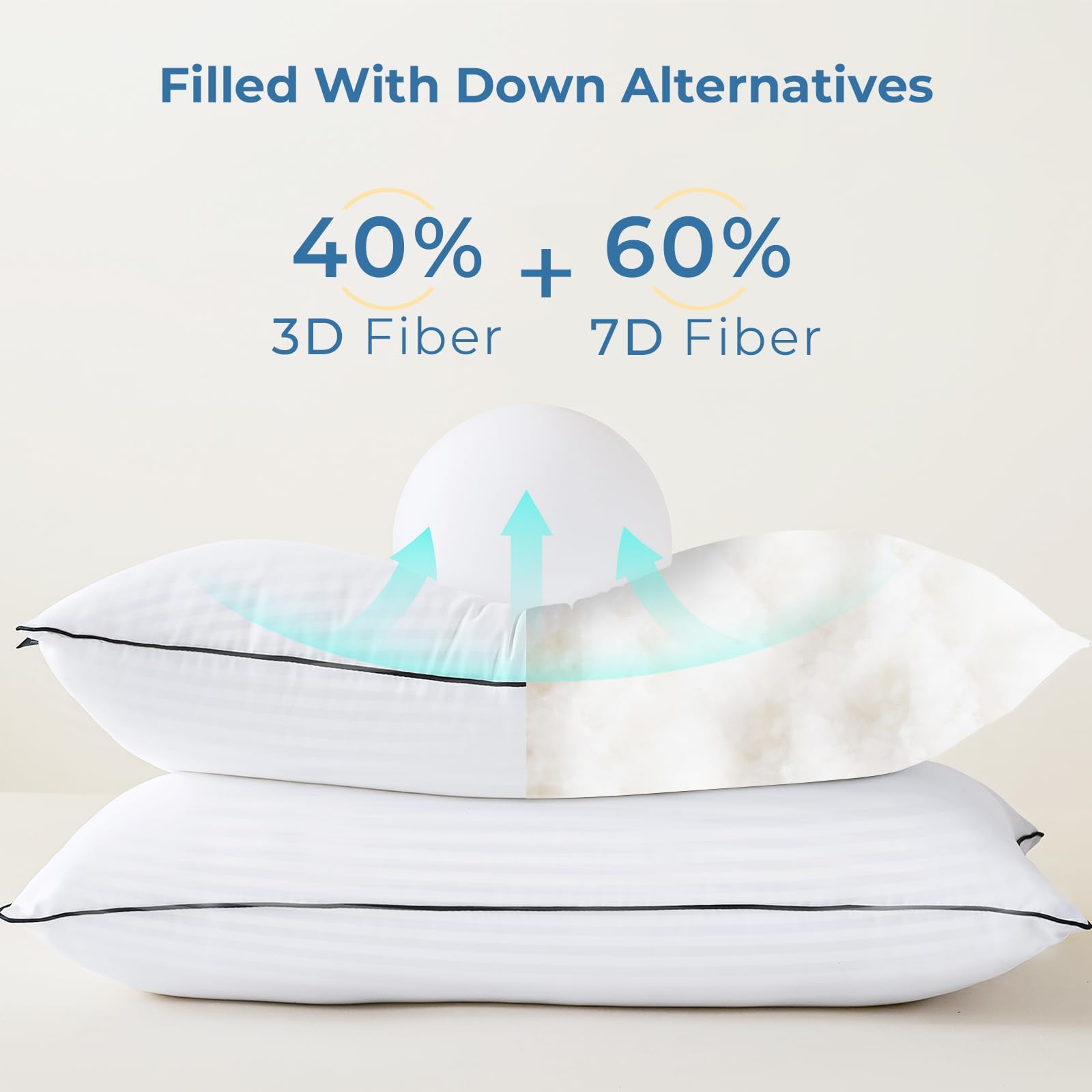 GOHOME Pillows Standard Size Set of 4 - Bed Pillows for Sleeping 4 Pack, Cooling Supportive Hotel Pillows with Premium Soft Down Alternative Fill for Side Stomach and Back Sleepers - Medaid International