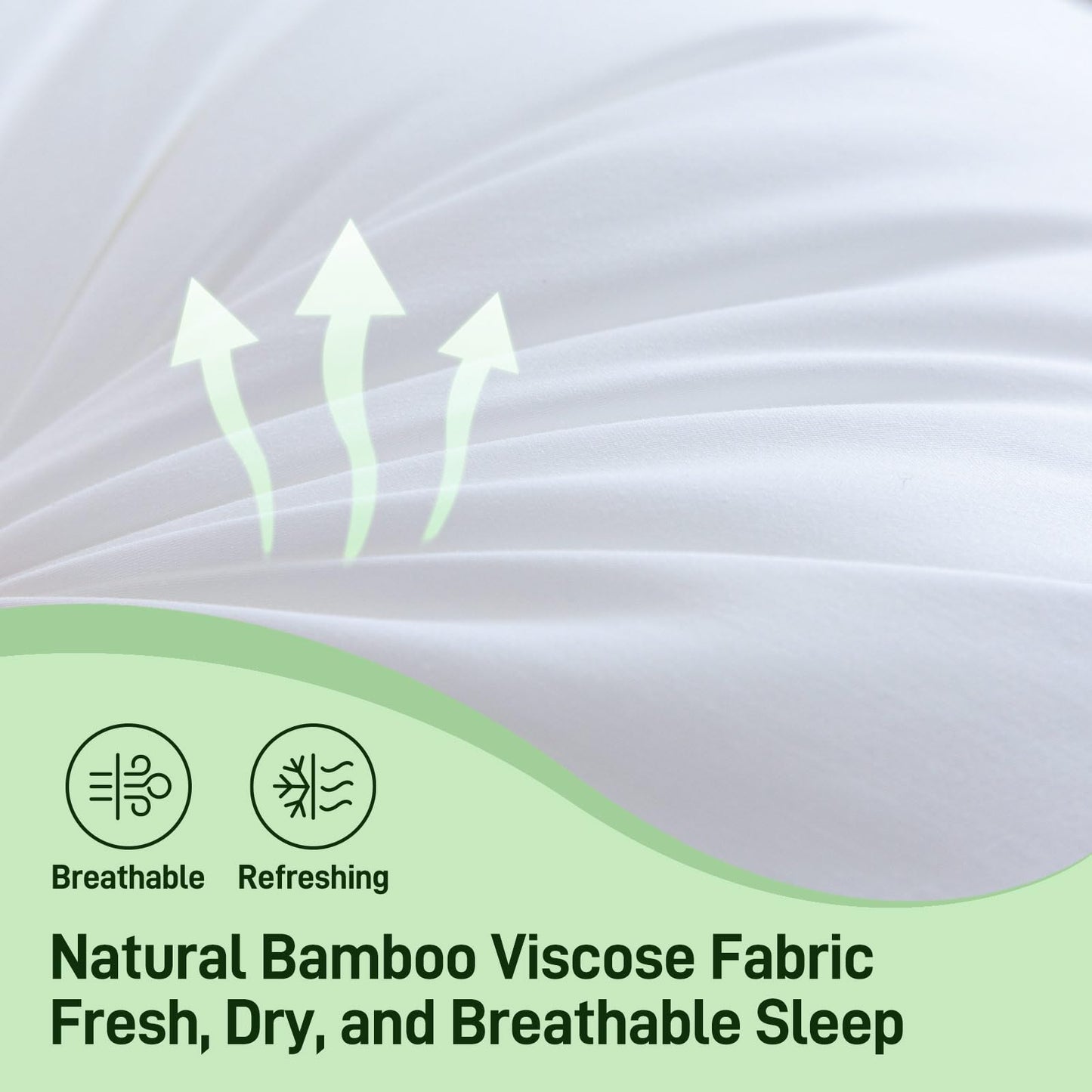 Hypoallergenic Bamboo Viscose Shell, Soft Queen/Standard Size Bed Pillow with Down Alternative Filling, Oeko-Tex Certified, Luxury Hotel Quality for Back, Stomach and Side Sleepers - Medaid International