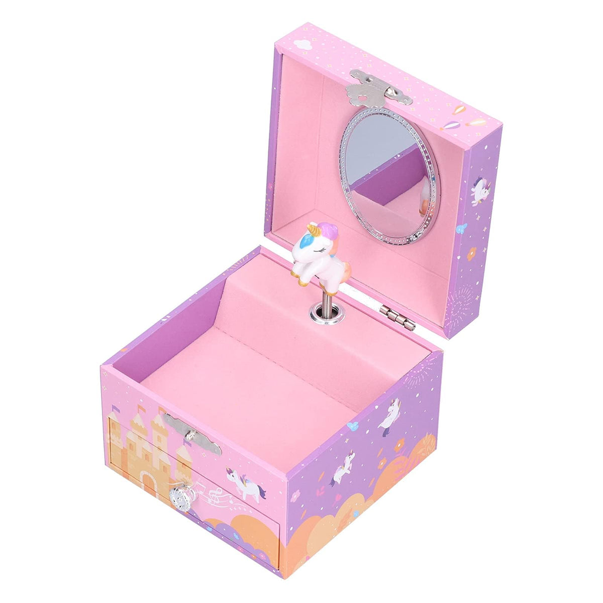 TERRIFI Girl's Musical Jewelry Storage Box, Storage Box with Spinning Ballerina Theme, Music Box for Little Girls Daughter Granddaughter, Birthday Anniversary, Swan Lake Tune (Pink) (Style A)