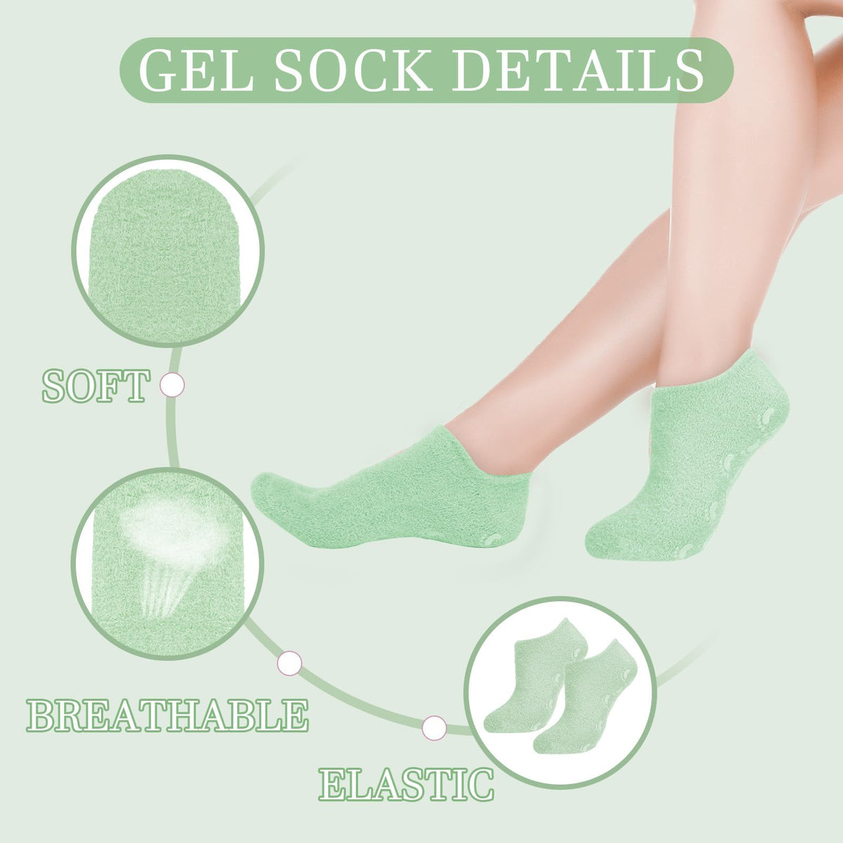 KASTWAVE Moisturizing Glove and Sock, Gel Spa Moisturizing Therapy Sock Glove, Soften Repairing Dry Cracked, Hands Feet Skin Care, Effective in Repair Dry and Chapped Hands and Feet Skin Care(Green)