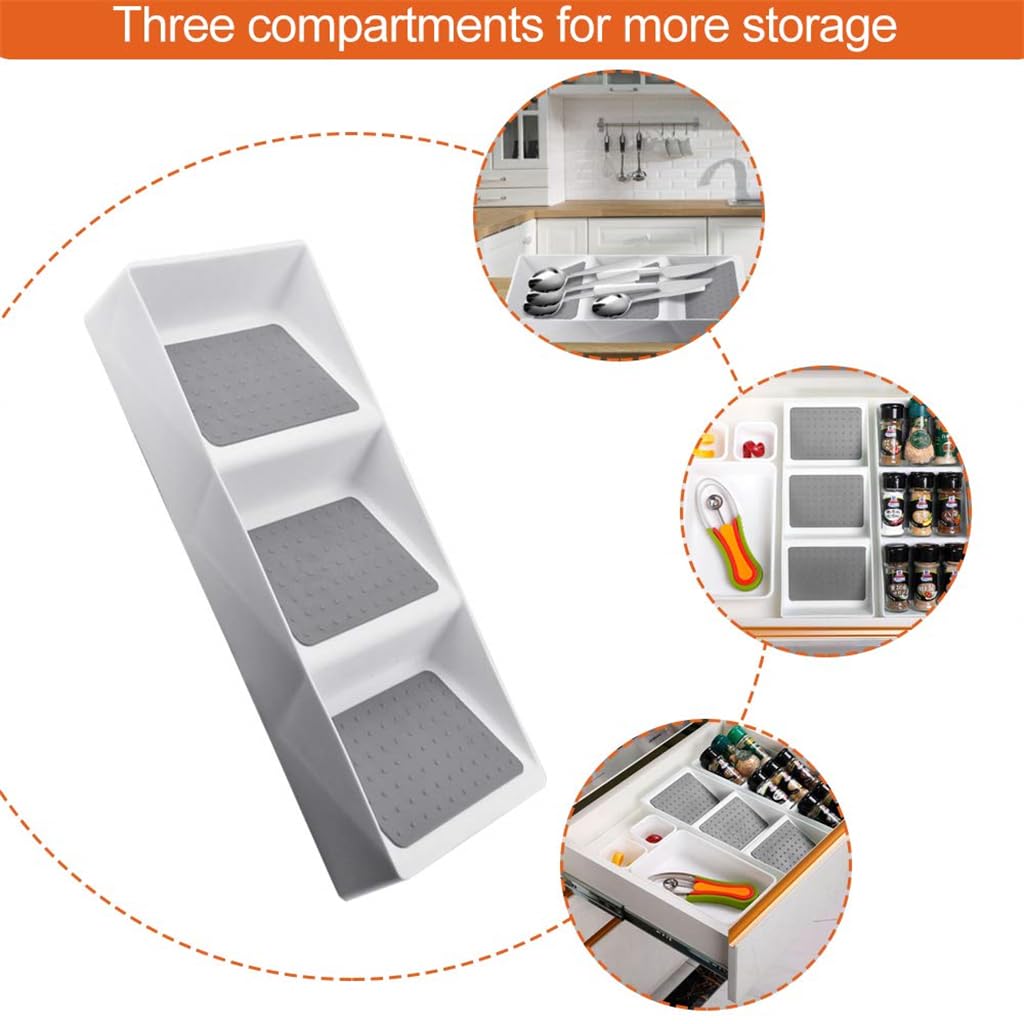 TERRIFI 3 Tier Spice Drawer Organizer, Non-Slip Storage Rack for Kitchen, Seasoning Drawer Insert Organizer for Pantry Cabinet Cupboard, Efficient Spice Rack Organiser