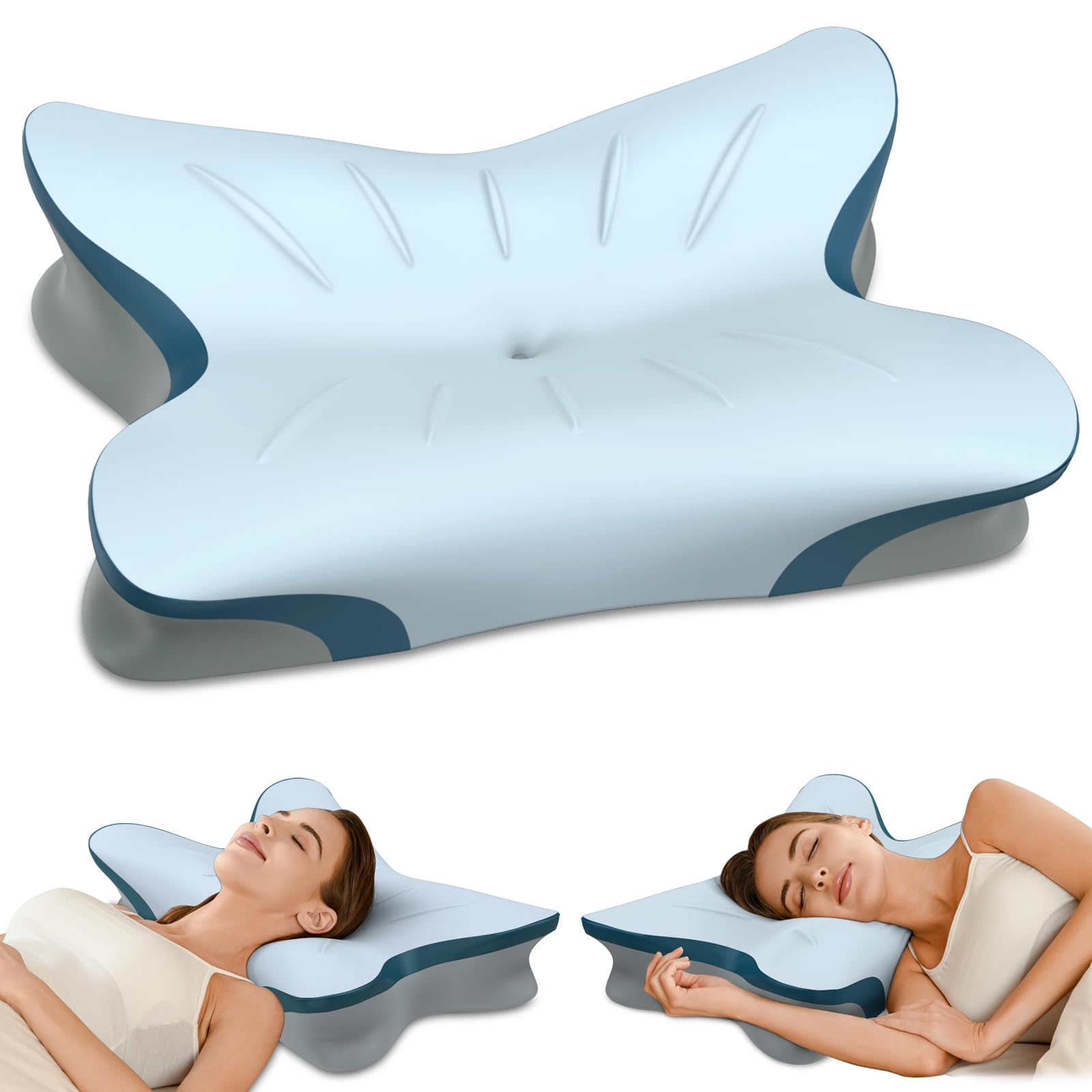 Cervical Pillow for Neck Pain Relief - Ergonomic Neck Pillow for Sleeping Contour Memory Foam Pillows with Cooling Pillowcase, Orthopedic Bed Pillow for Side Back Stomach Sleepers - Medaid International