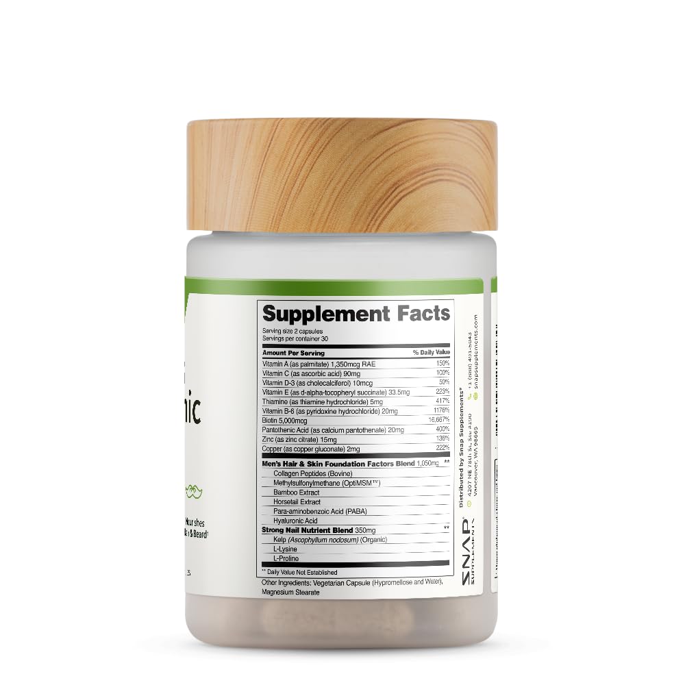 Hair Growth Supplement - Promotes Hair Regrowth, Stops Hair Loss & Boosts Beard Growth with Biotin, Kelp, Bamboo & More for Skin, Nails & Hair (60 Capsules) - Medaid International