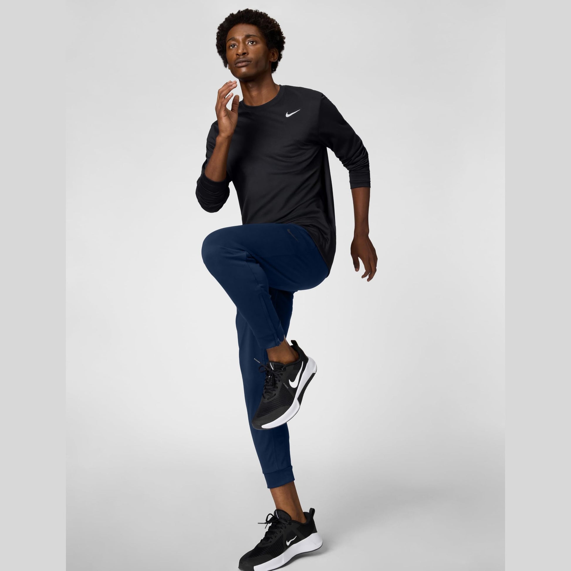 Nike Men's Dri-Fit Legend Long-Sleeve Fitness Top, Black/Matte Silver, Medium - Medaid International