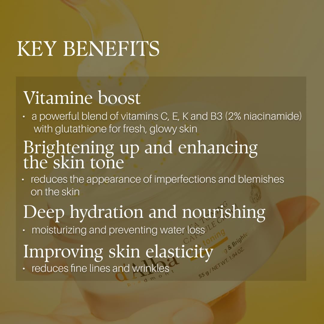 d'alba Piedmont Vita Toning capsule Cream, Deep Hydration Face Moisturizer, Glass Skin with Vita-Cera Oil Capsules, Deep Hydration Face Moisturizer (1.94 oz.) - Medaid International