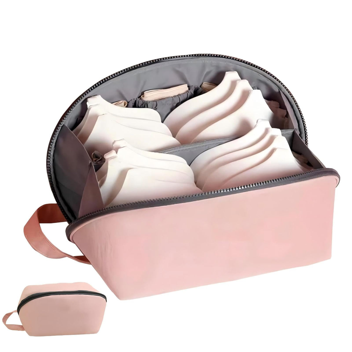 TERRIFI Travel Underwear Organizer Bag, Portable Bra and Lingerie Storage Pouch with Liner, Large Packing Cube for Underwear, Socks, Cosmetic, and More - Ideal for Travel and Home Use (Pink)