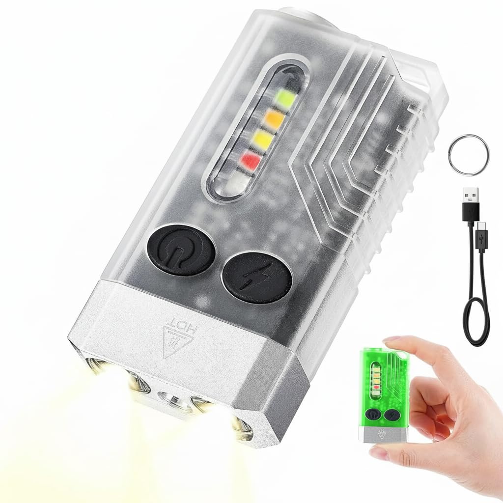 MAKINGTEC Mini LED Flashlights USB Rechargeable Small Keychain Flashlight with 11 Modes of Main & Side Light, Portable Pocket EDC Flash Light for Daily Using, Backpacking, Camping, and Hiking, etc.
