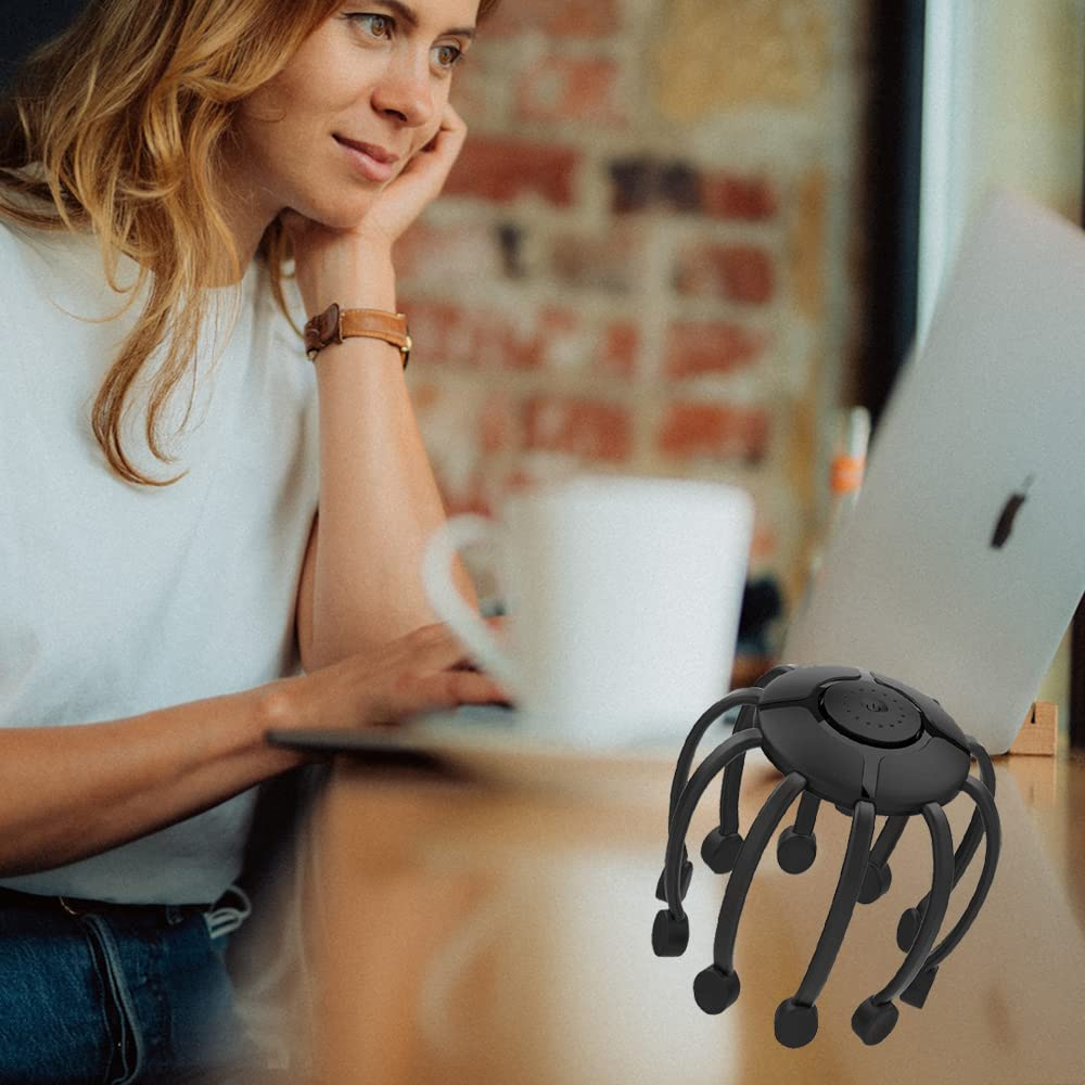 Portable Black Electric Head Massager ‚Äì Hands-Free Stress, Headache & Pain Relief - Medaid International