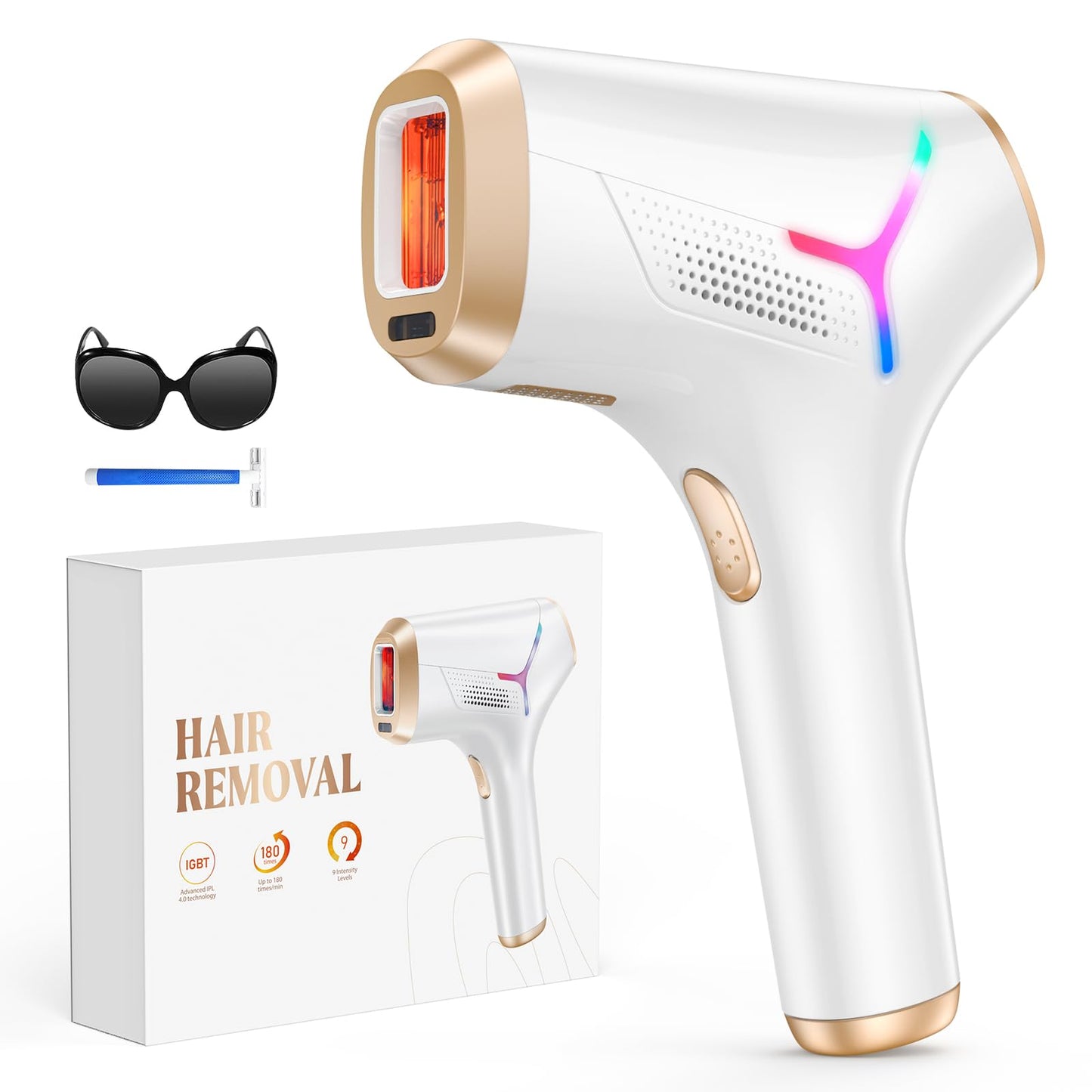 LYSMOSKI Laser Hair Removal for Women and Men, At-Home IPL Hair Removal Device with 5.2 cm² Treatment Window, Nearly Painless, Visible Results in 2 Weeks, Full Body Treatment in 8 Minutes - Medaid International