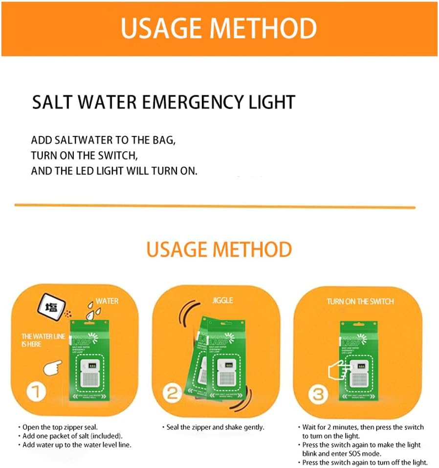 Portable Salt Water LED Lamp for Camping, Hiking & Emergencies. - Medaid International