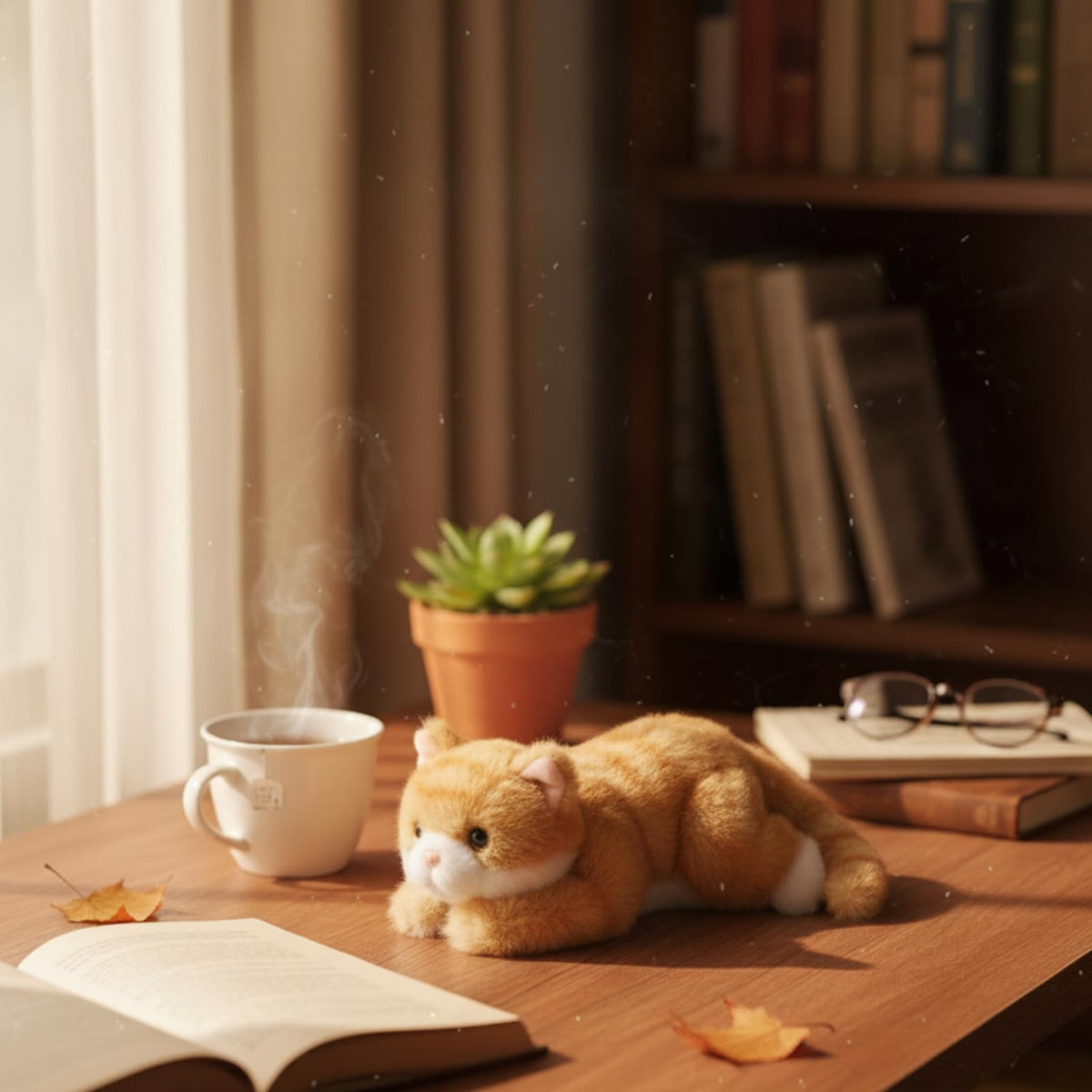 KASTWAVE Cat Plush - Soft Realistic Tabby Cat Teddy, Weighted Stuffed Animal Toy for Stress Comfort, Therapeutic Gift for Cat Lovers (18cm)
