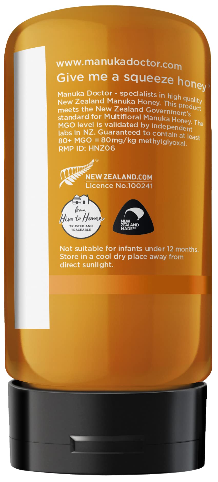 Manuka Doctor - MGO 80+ Squeezy Manuka Honey Multifloral, 100% Pure New Zealand Honey. Certified. Guaranteed. Raw. Non-GMO (10.58 oz) - Medaid International