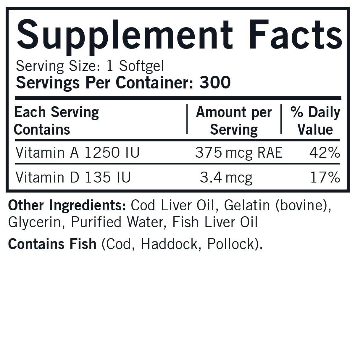 Kirkman - Cod Liver Oil with Vitamin A & D - 300 Softgels - Essential Fatty Acids - Supports Foundational Health - Hypoallergenic - Medaid International