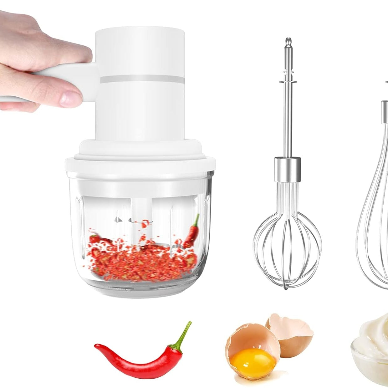 3 in1  Electric Food Chopper with 300ml Blender Bowl