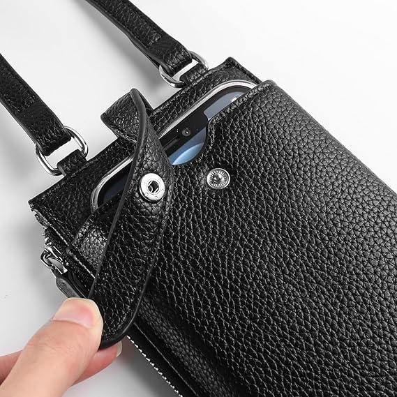 TERRIFI Women's Small Crossbody Bag and Cell Phone Wallet with Adjustable Shoulder Strap and Card Slots for iPhone 15 14 13 Pro Max and Most Smartphones Under 6.6 Inches Compact Lightweight Mini Bag