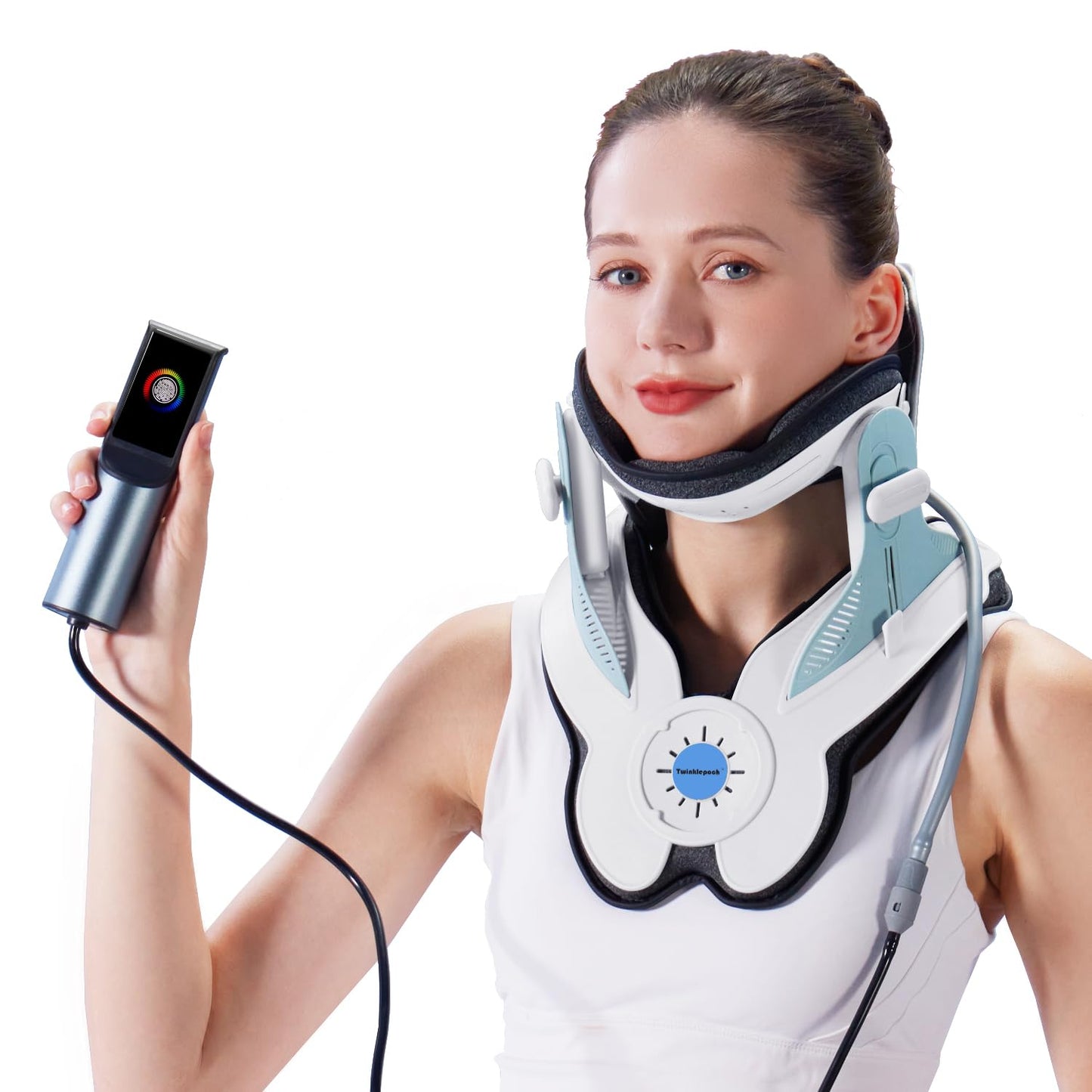 Twinklepoch Cervical Neck Traction Device, Electric Air Pump Cervical Traction Device with 3 Power Traction and 8 Built-in Airbag Support, Neck Pain Relief and Relaxation - Medaid International