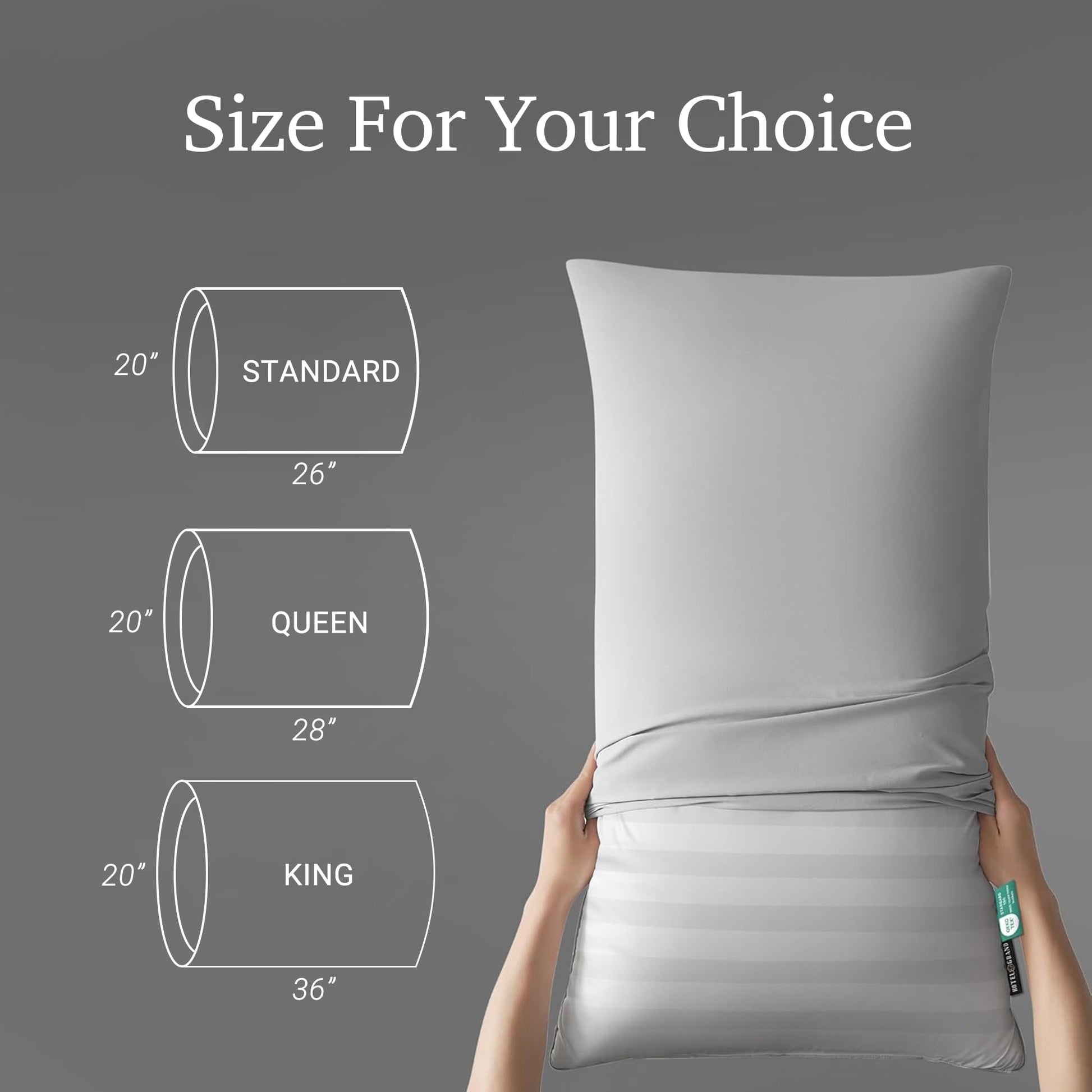 Hotel Grand White Luxury Feather Down Fluffy Bed Pillows 500 Thread Count Queen Size Pillows Set of 2 Pack Machine Washable 100% Cotton Breathable for Side/Back Sleeper Pillows,20" X28"(2 Pack) - Medaid International
