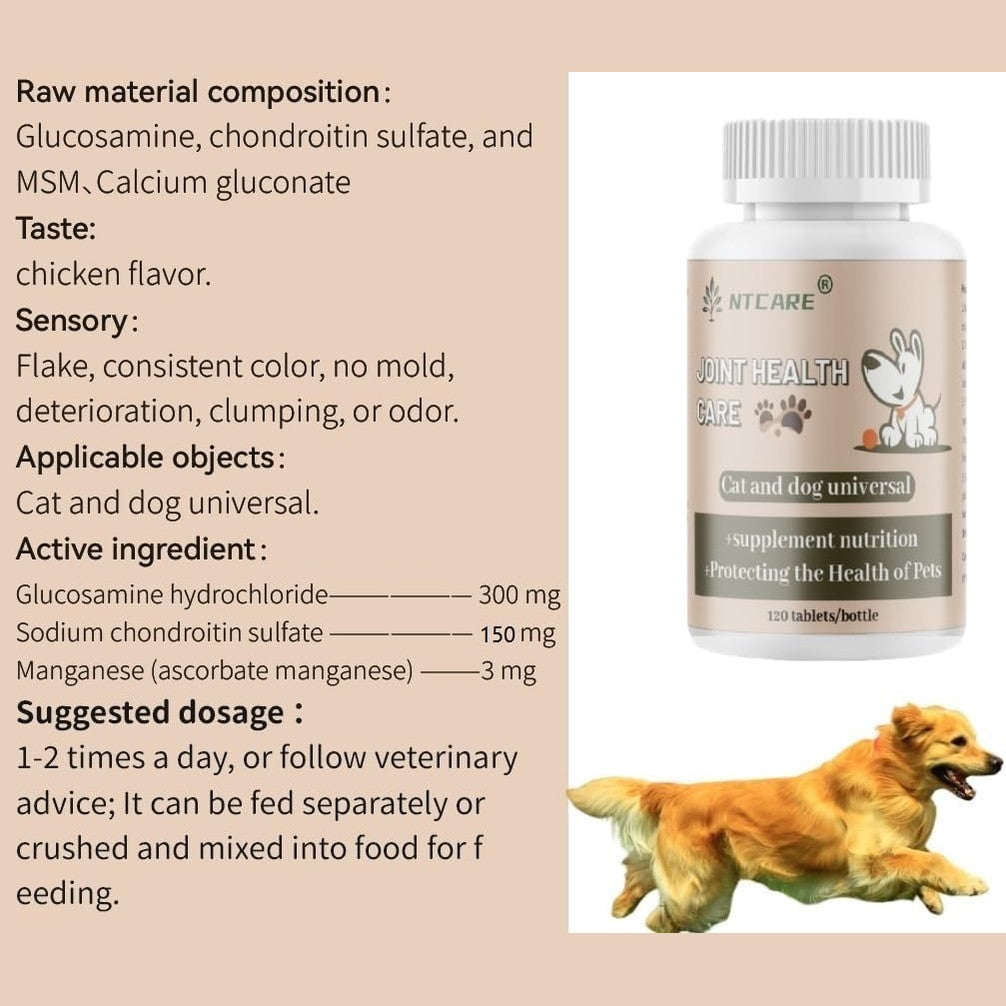 Hip and Joint Supplement for Dogs- with Glucosamine, Chondroitin, and MSM,120 Chewable Tablets, Chicken Flavor, Dog Joint Supplement，Joint Support Supplement for Dogs