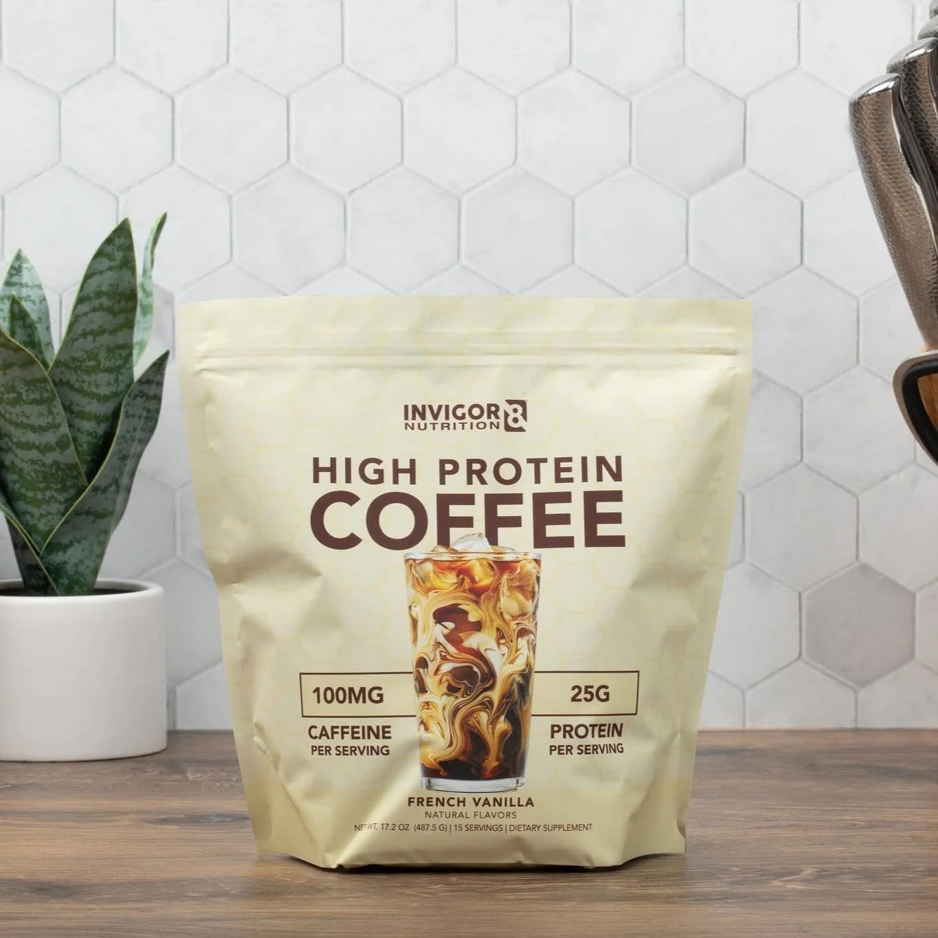 High Protein Coffee Powder 25 Grams Whey Isolate100mg Natural Green Tea Caffeine | 0 Added Sugar Keto Gluten Free 99.9% Lactose Free | Hot or Iced15 Serving 15 Servings (17 OZ, French Vanilla) - Medaid International