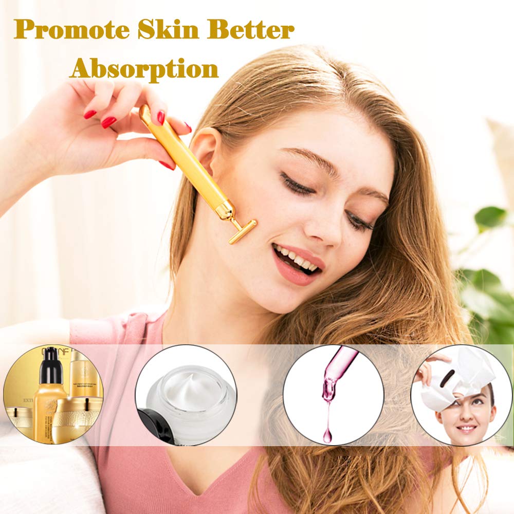 Amirce Face Massager Roller Golden 3D Roller Electric Facial Roller and T Shape Facial Roller Massager Kit Face Rollers - Medaid International