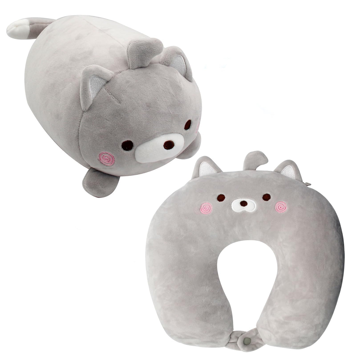 KASTWAVE Kids Travel Pillow - 2-in-1 Travel Pillow for Kids - Soft and Adorable Animals Reversible into a U-Shaped Neck Pillow for Airplane, Car, Train, or Bus