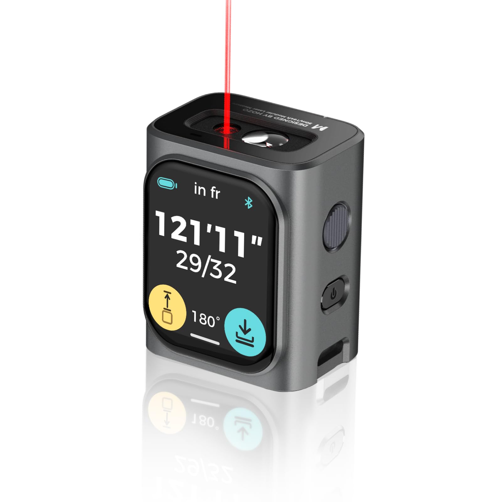 HOZO M-Cube Laser Measuring Tool,164ft/50m,±1/16 inch Accuracy,Rechargeable Modular Laser Measurement Tool for Area,Volume,Pythagorean,Big Number LCD Display | Bluetooth App,Small Laser Tape Measure - Medaid International