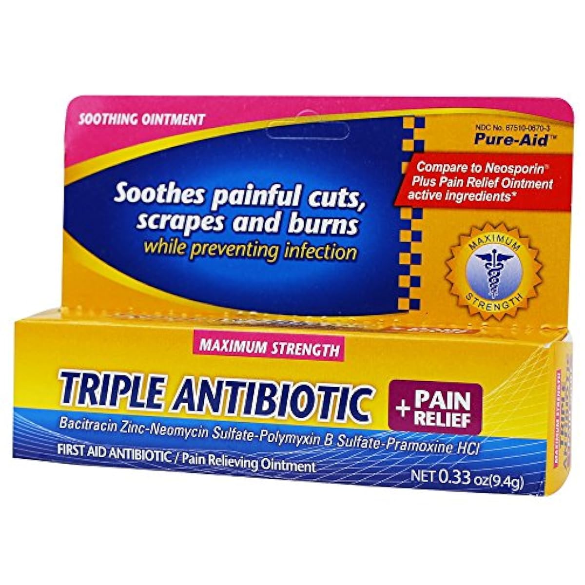 Pure-Aid Triple Antibiotic Pain Relief, 0.33oz (1 Pack) - Medaid International