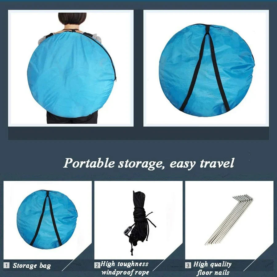 Automatic Pop-Up Tent – Double Door, Single Layer, Waterproof & Windproof for Outdoor Camping with Carry Bag – Green