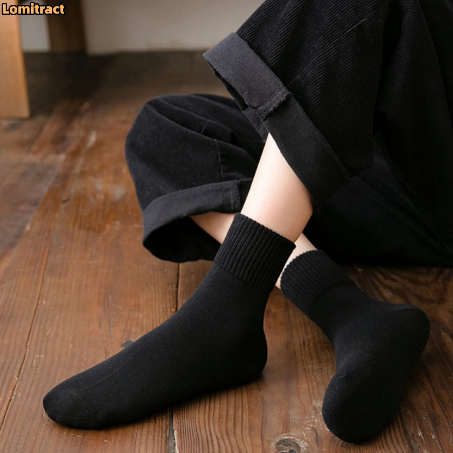 Lomitract Mini Crew Quarter Socks Women: Above Ankle High, Bamboo Long Dress Sock, Cotton Tall Sox, Mid Half Calf Length, Suit for Short Boot, Black, Light Grey, Off White, Beige, Cream, Oatmeal - Medaid International