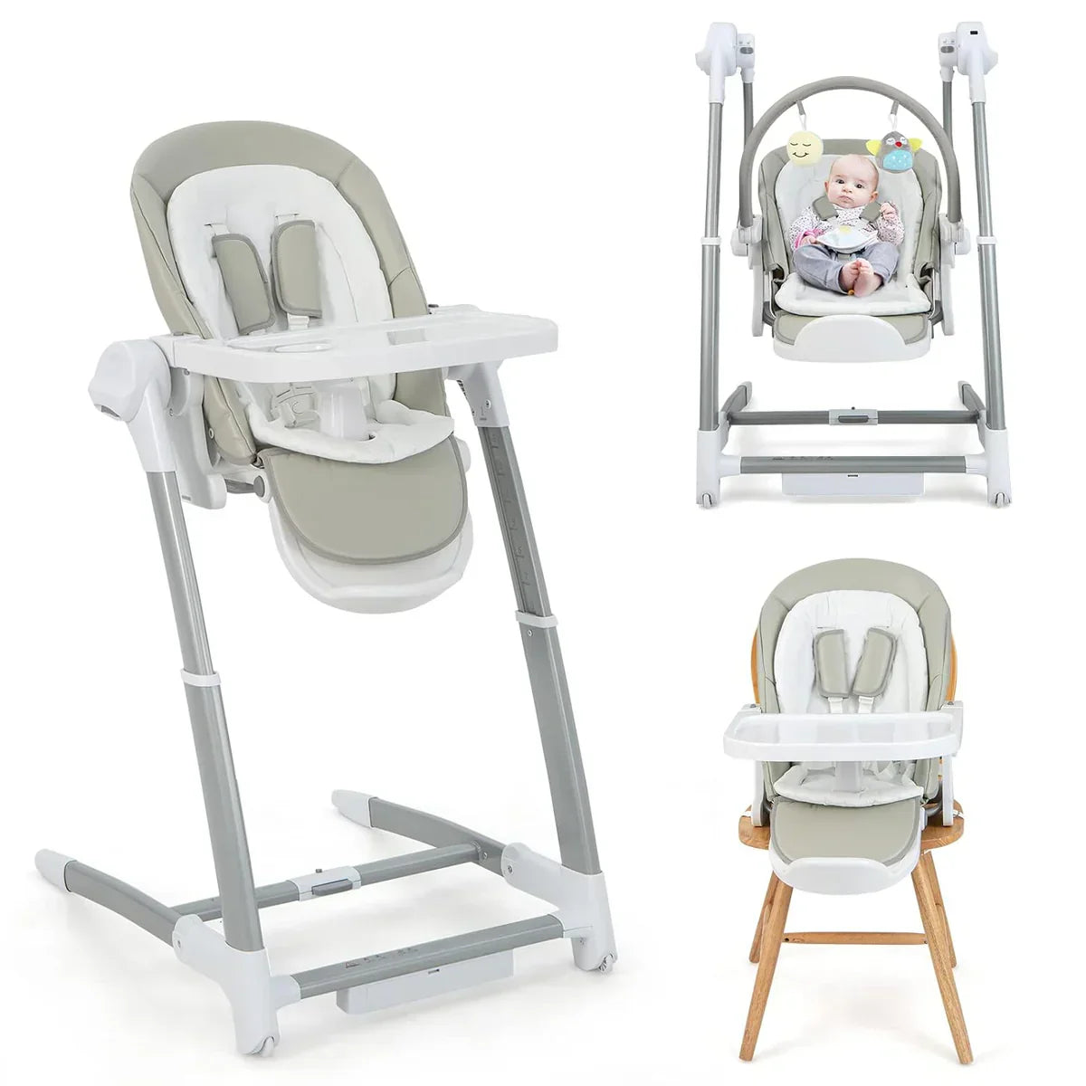 Miila - 3in1 Swing Highchair And Booster - Grey