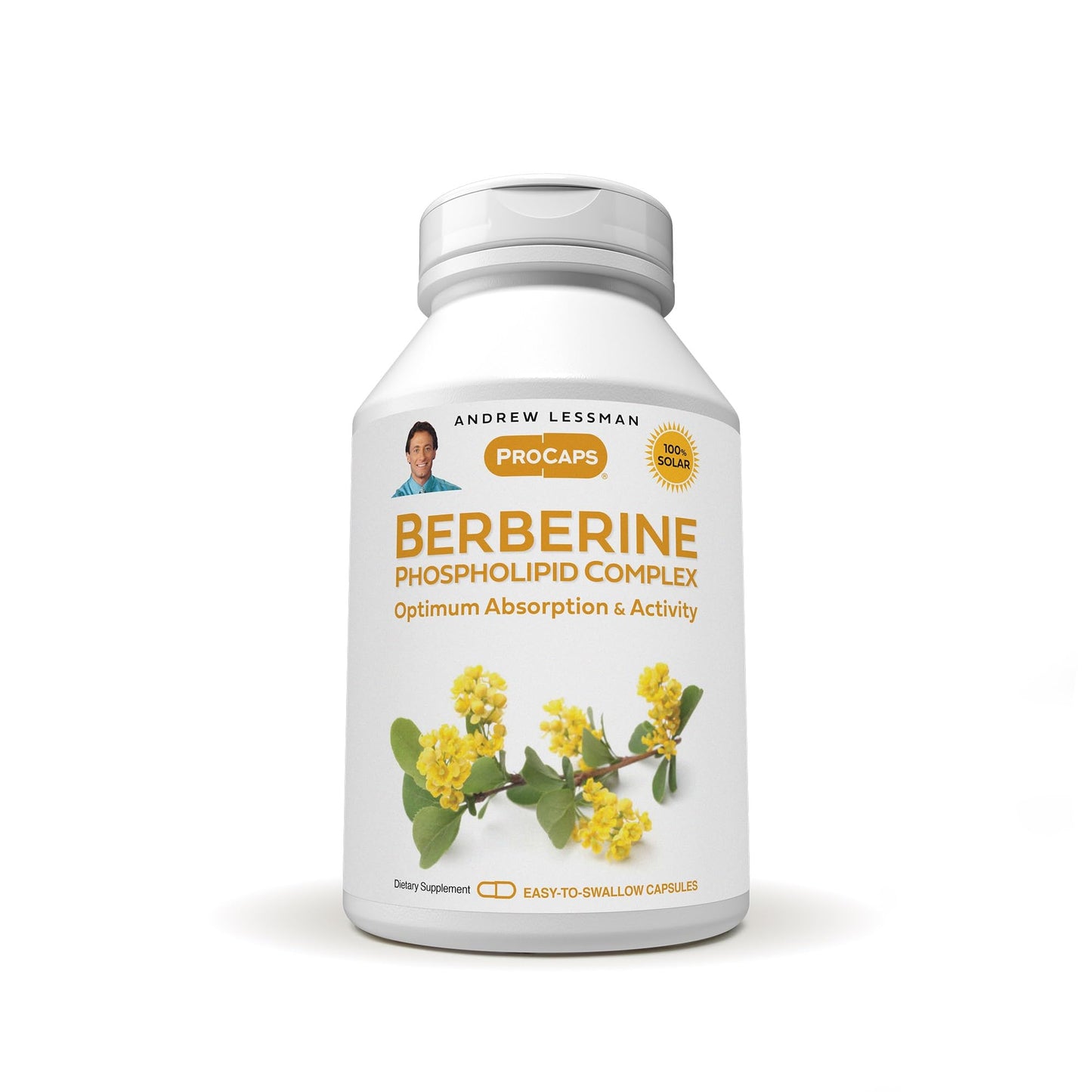 ANDREW LESSMAN Berberine Phospholipid Complex 60 Capsules - Barberry Root Extract. Small Easy to Swallow Capsules - Medaid International