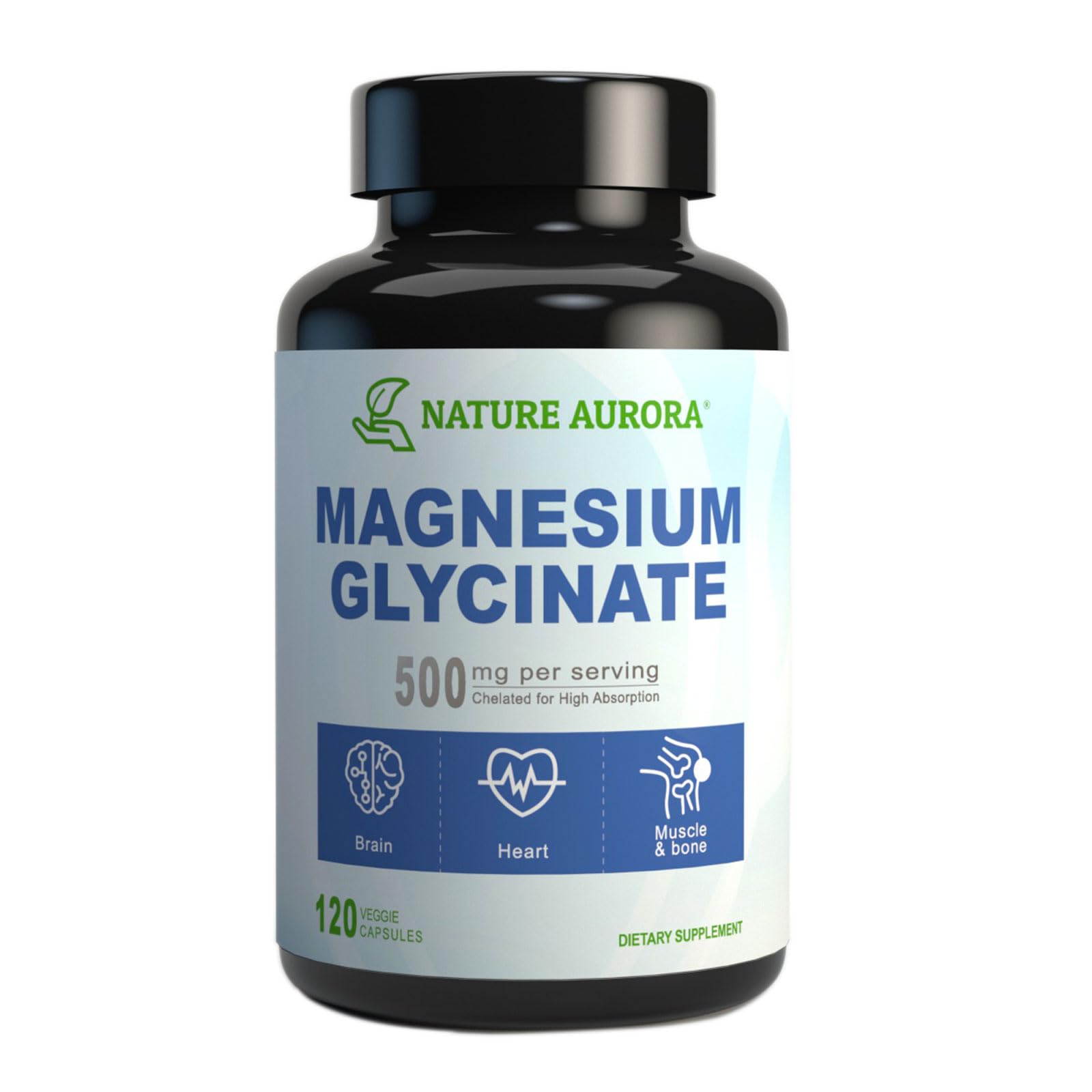 Magnesium Glycinate 500mg Capsules - Chelated High Absorption Magnesium Bisglycinate Supplement for Sleep, Muscle & Heart Support for Women & Men - Pure, Gluten-Free, Non-GMO, 120ct - Medaid International