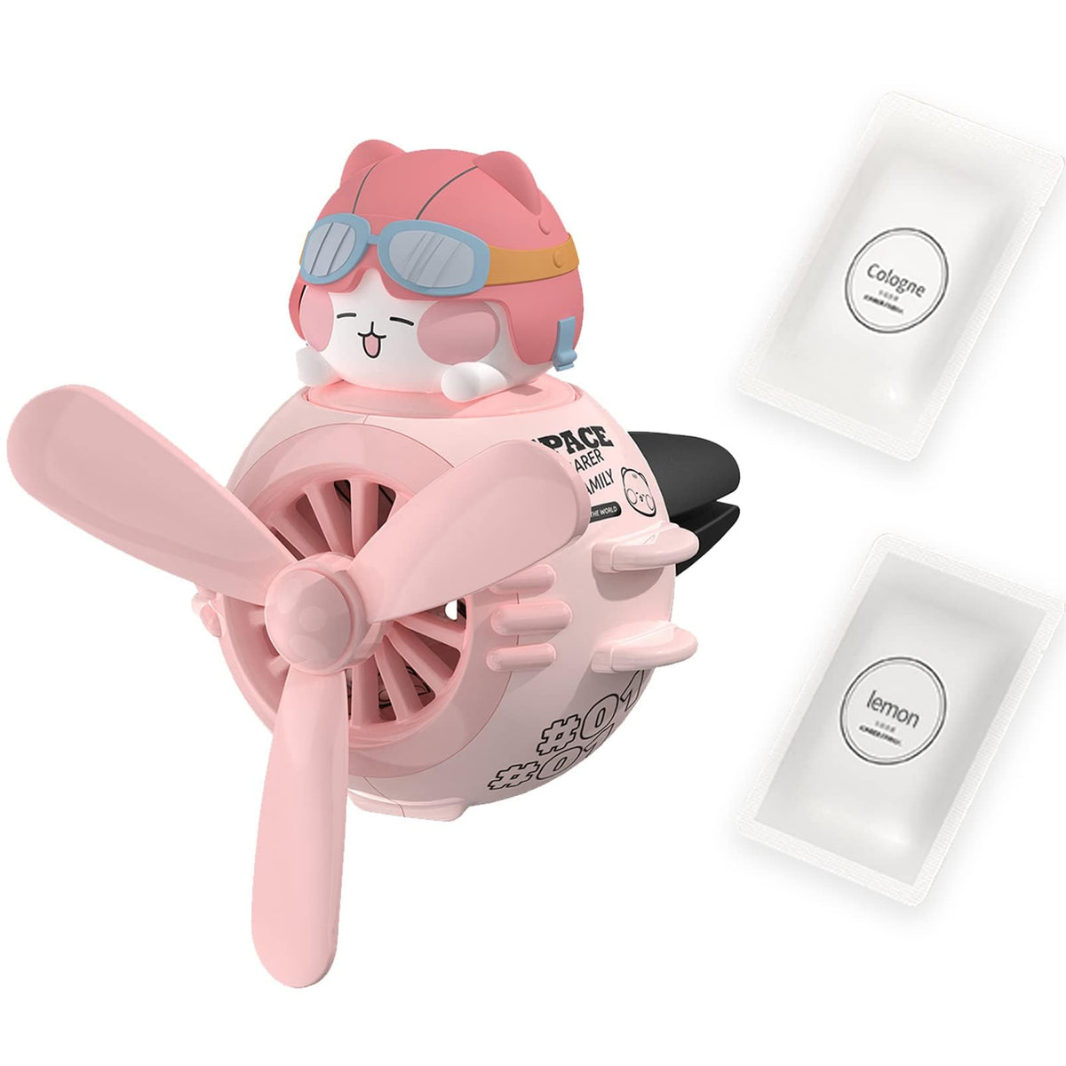 KASTWAVE Car Air Freshener - Cartoon Pilot Design, Vent Clip, Cologne Scent, Pink, Auto Interior Decor Accessory