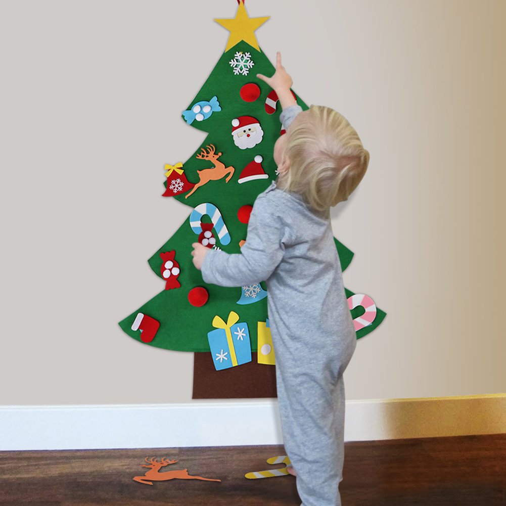Aytai DIY Felt Christmas Tree Set with Ornaments for Kids, Xmas Gifts, New Year Door Wall Hanging Decorations - Medaid International