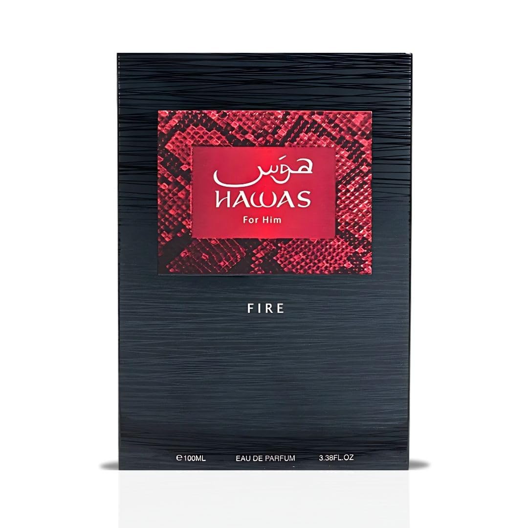 RASASI Hawas Fire Eau De Parfum Spray 100ML(3.4 Oz) - Bold Long Lasting Arabian Perfume For Men With A Fiery Essence - Indulge In A Luxurious Perfume Men That Captures Masculine Elegance And Strength - Medaid International