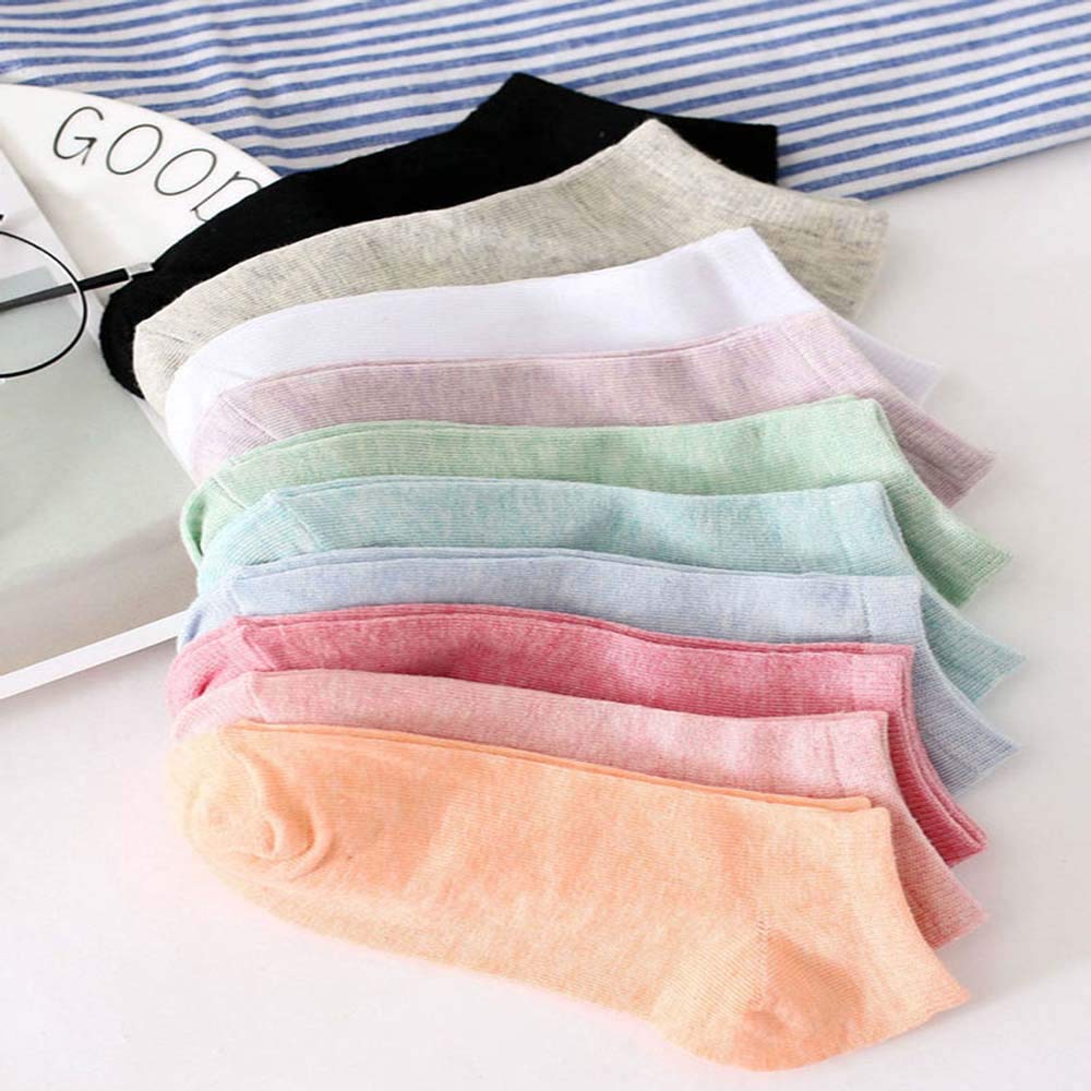 KASTWAVE 10 Pairs Of Solid Color Socks, Environmentally Friendly Casual Low Ankle Socks For Men And Women - 38